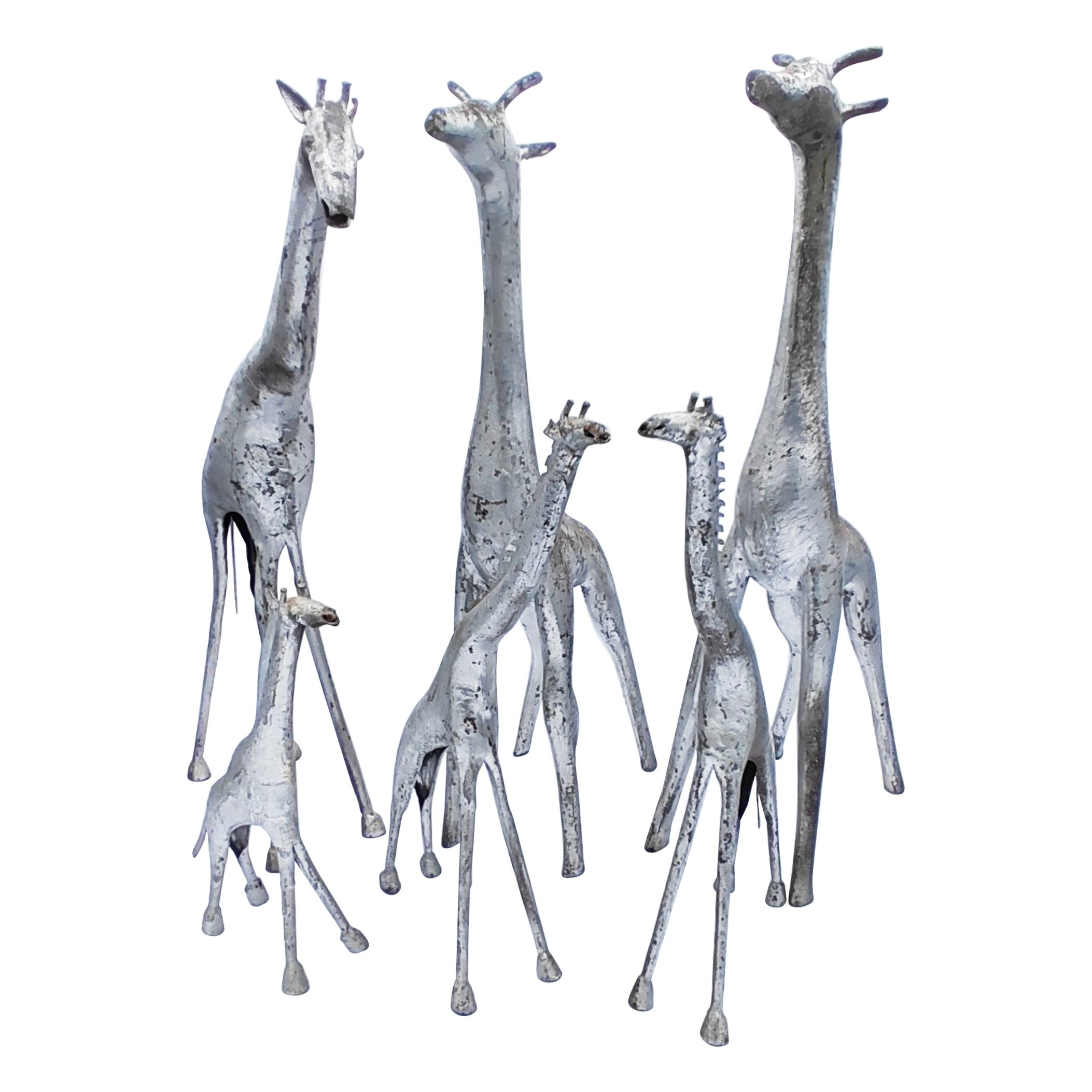 Set aus eiserner Familie Giraffen, Spanien 1960er Jahre