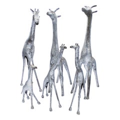 Ensemble de girafe de famille en fer, Espagne, années 1960