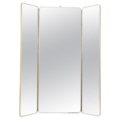 40s Used Floor Mirror in Golden Metal Italian Design