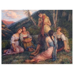 Corrado Mezzana (italian 1890-1958) Large Oil Painting (132x102cm) Signed, 1931