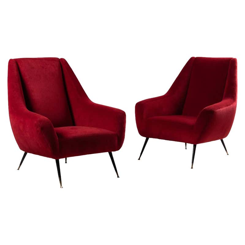 Pair of Curved Plywood Armchairs, Italy, circa 1950 at 1stDibs
