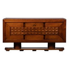 Large French Oak Art Deco Sideboard Att. to Charles Dudouyt, France, C1940s