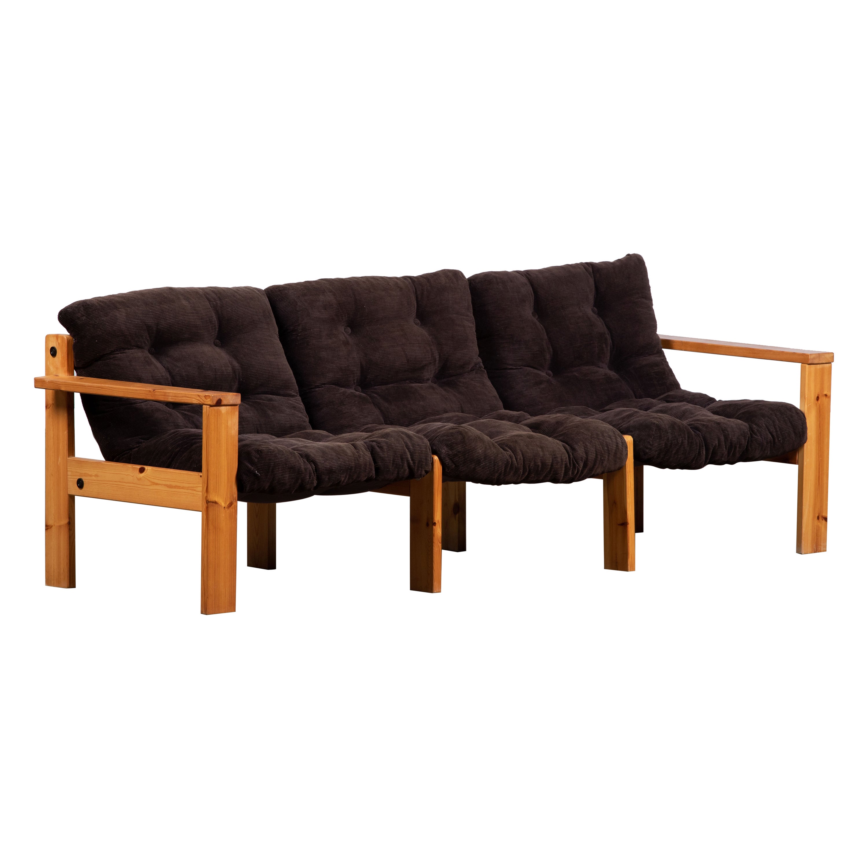 Mid-Century Pine Sofa, Yngve Ekström, Sweden, 1970 For Sale