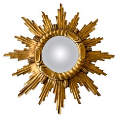 Mid-Century Modern Convex Sunburst Mirror, France 1950s
