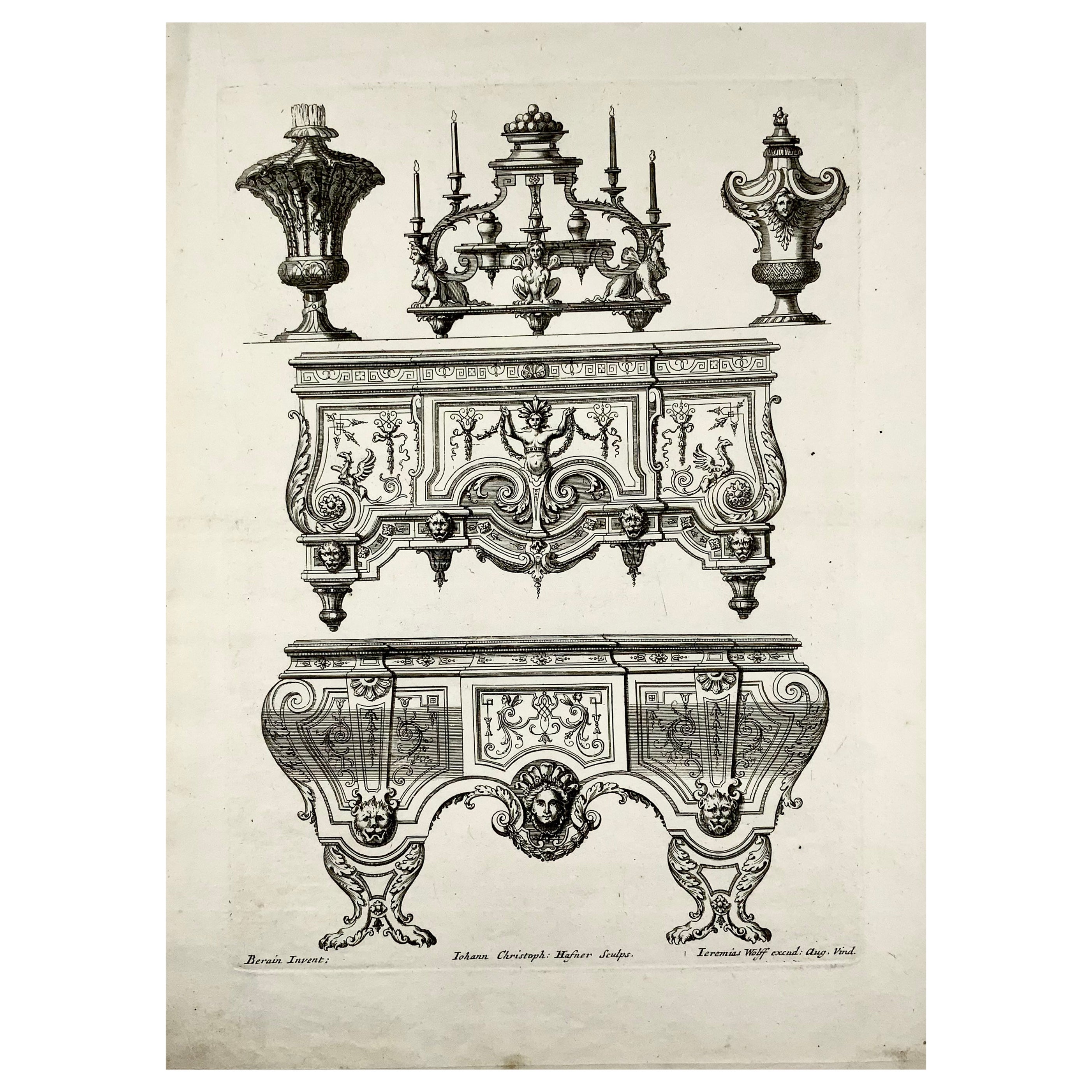Jean Bérain i 'B1640', Regency Decoration and Ornament, Large Folio For Sale