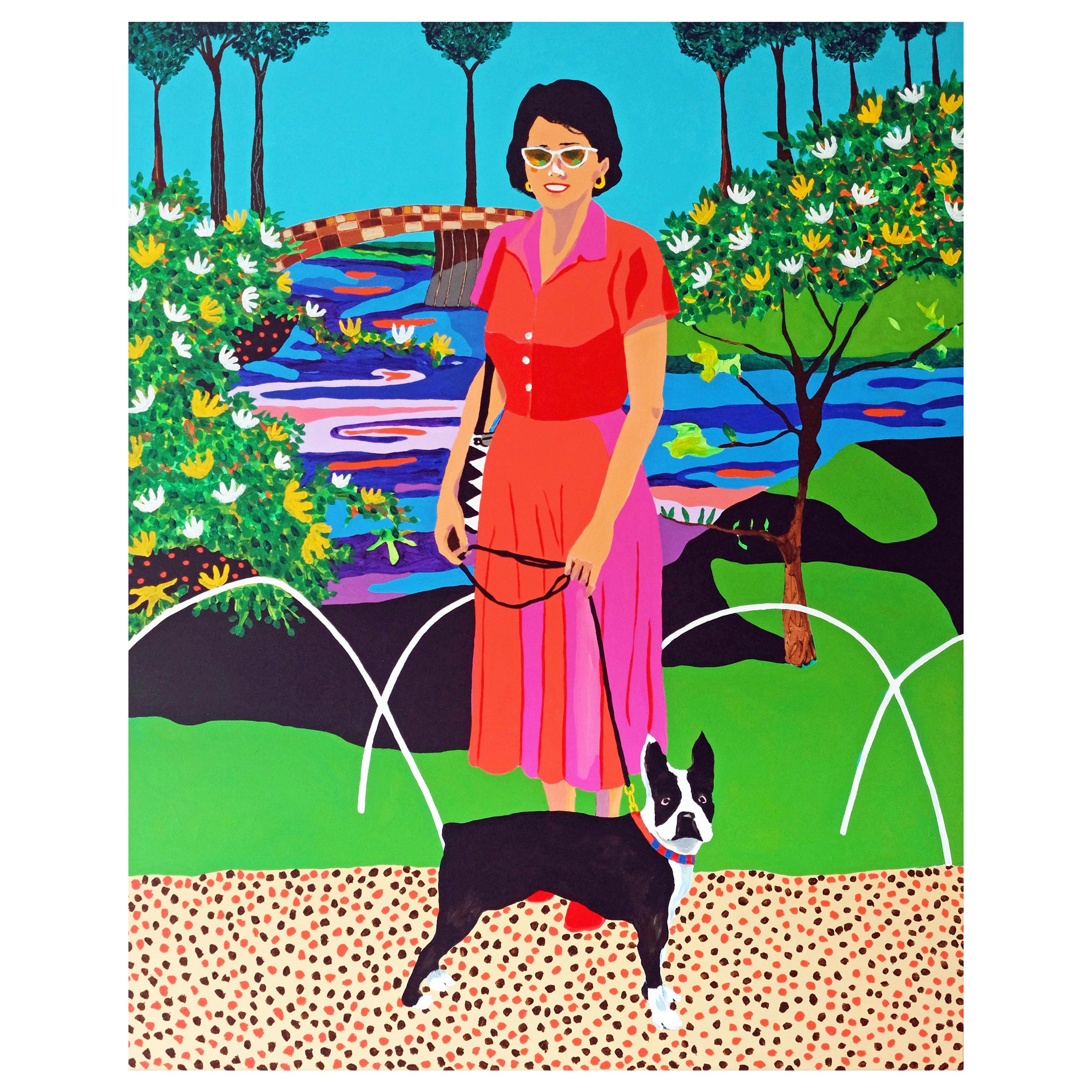 'Charles and Diana' Figurative Portrait Dog Painting by Alan Fears Pop Art For Sale