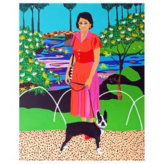 'Charles and Diana' Figurative Portrait Dog Painting by Alan Fears Pop Art