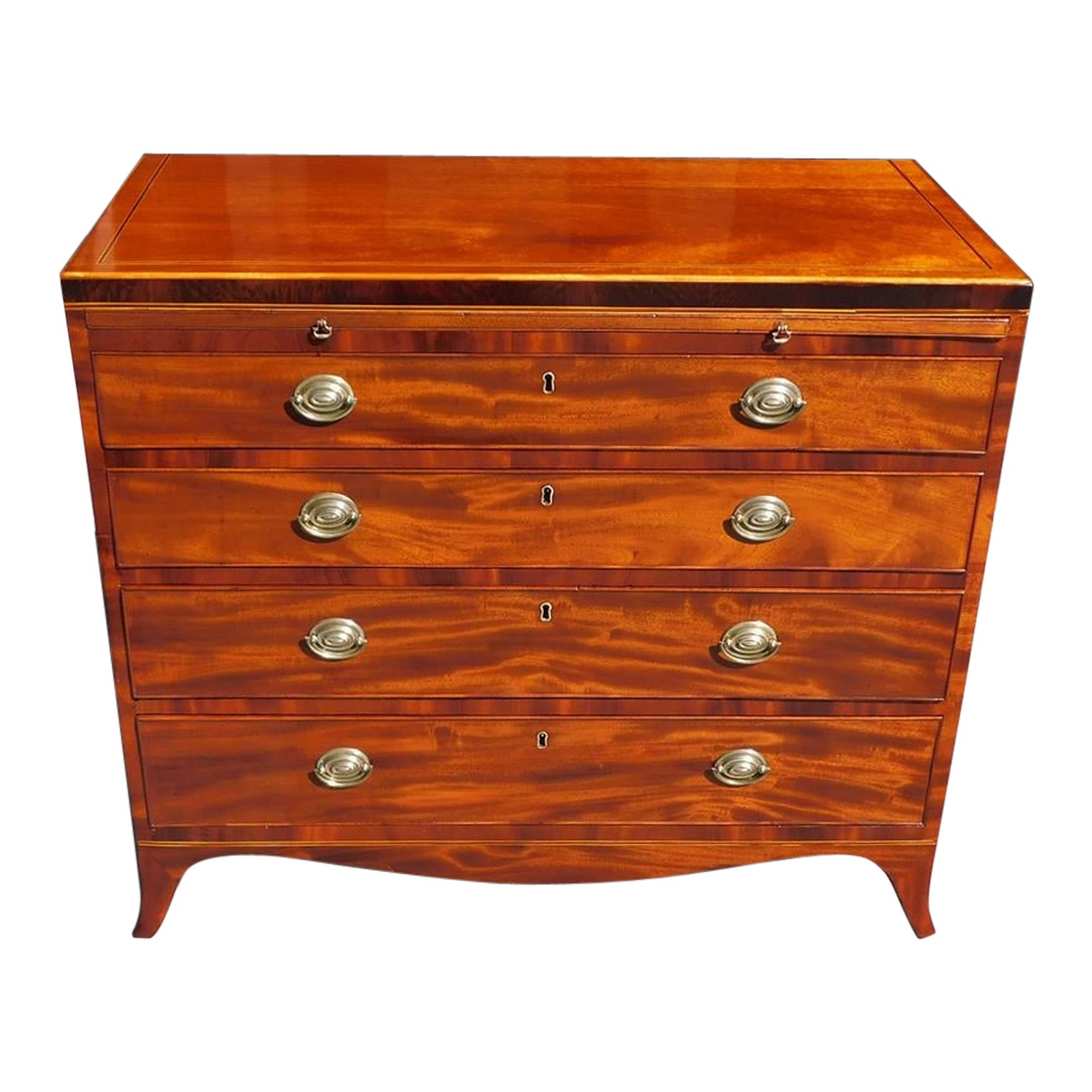 Scottish Hepplewhite Mahogany Graduated Brushing Slide Chest of Drawers, C 1780  For Sale