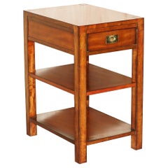 Stunning All Military Campaign Side Table with Single Drawer Part of Suite