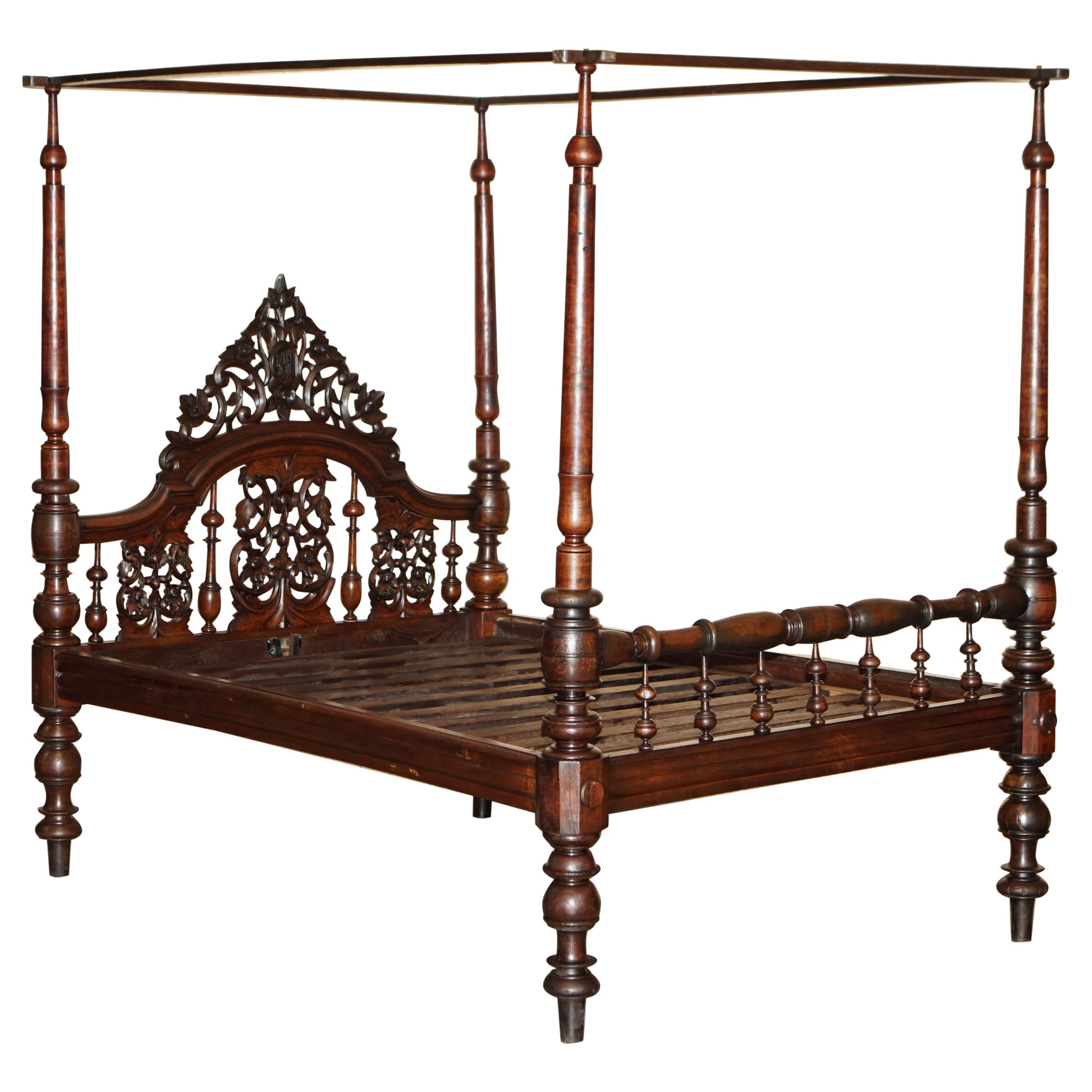 Antique 18th Century Heavily Carved Four Poster Bed Sublime Detail Must See For  Sale at 1stDibs | 18th century antique beds