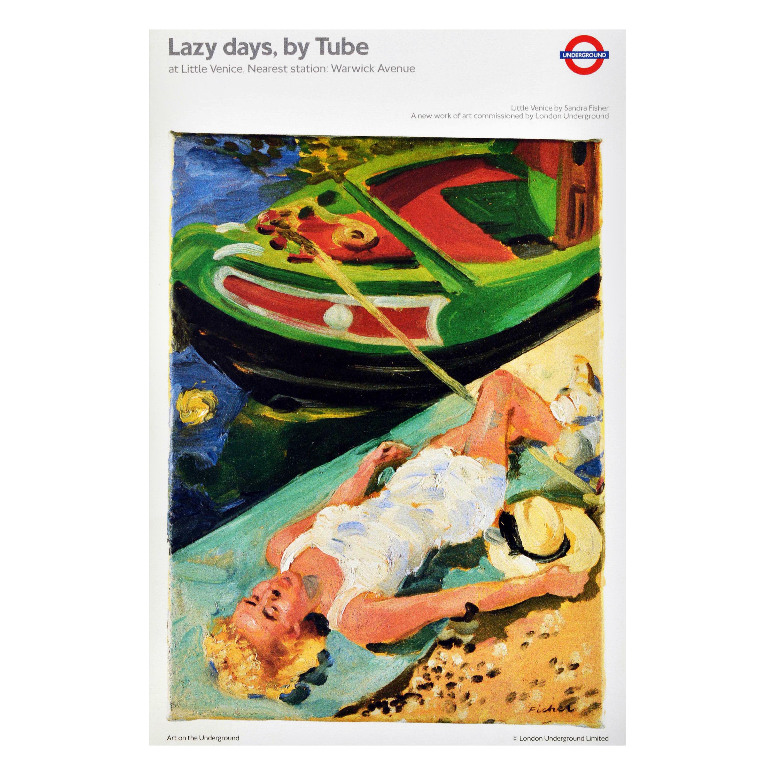 Original Vintage London Underground Poster Lazy Days By Tube Little Venice LT For Sale