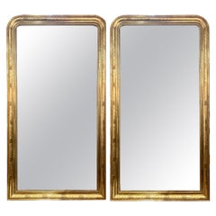 Pair Antique French Louis Philippe Gold Leaf Mirrors, Circa 1900