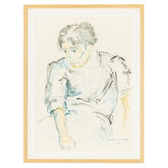 "Junger Sitzender Mann" von Helga Müller 1997 Acryl auf Papier