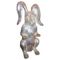 Pair of Large Painted Terracotta Rabbit Sculptures, 20th Century ...