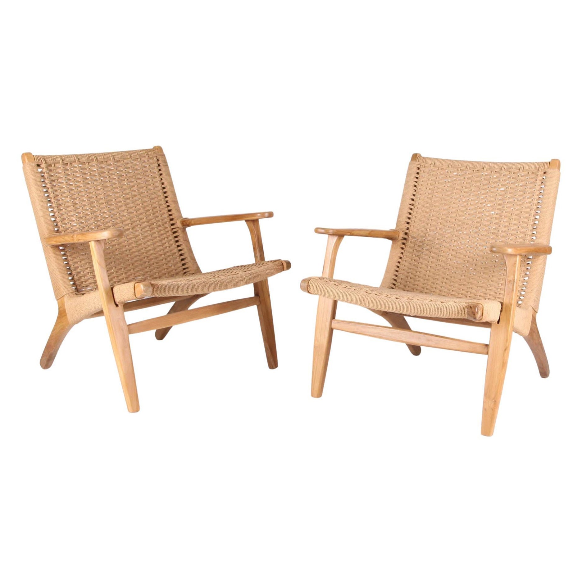 Pair of Macrame Rope Lounge Chairs For Sale at 1stDibs