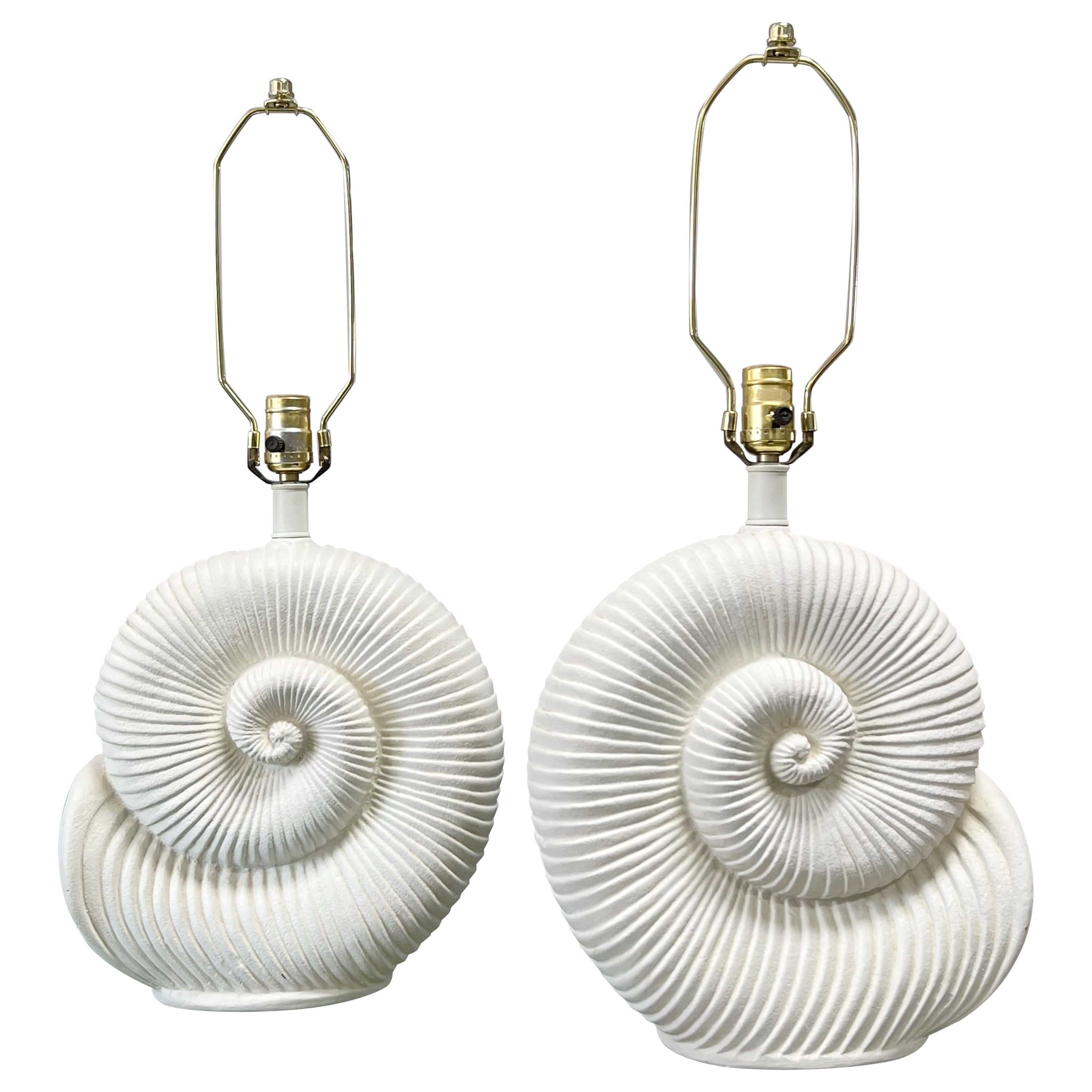 Pair of Shell Plaster Table Lamps Jean Charles Moreux Style