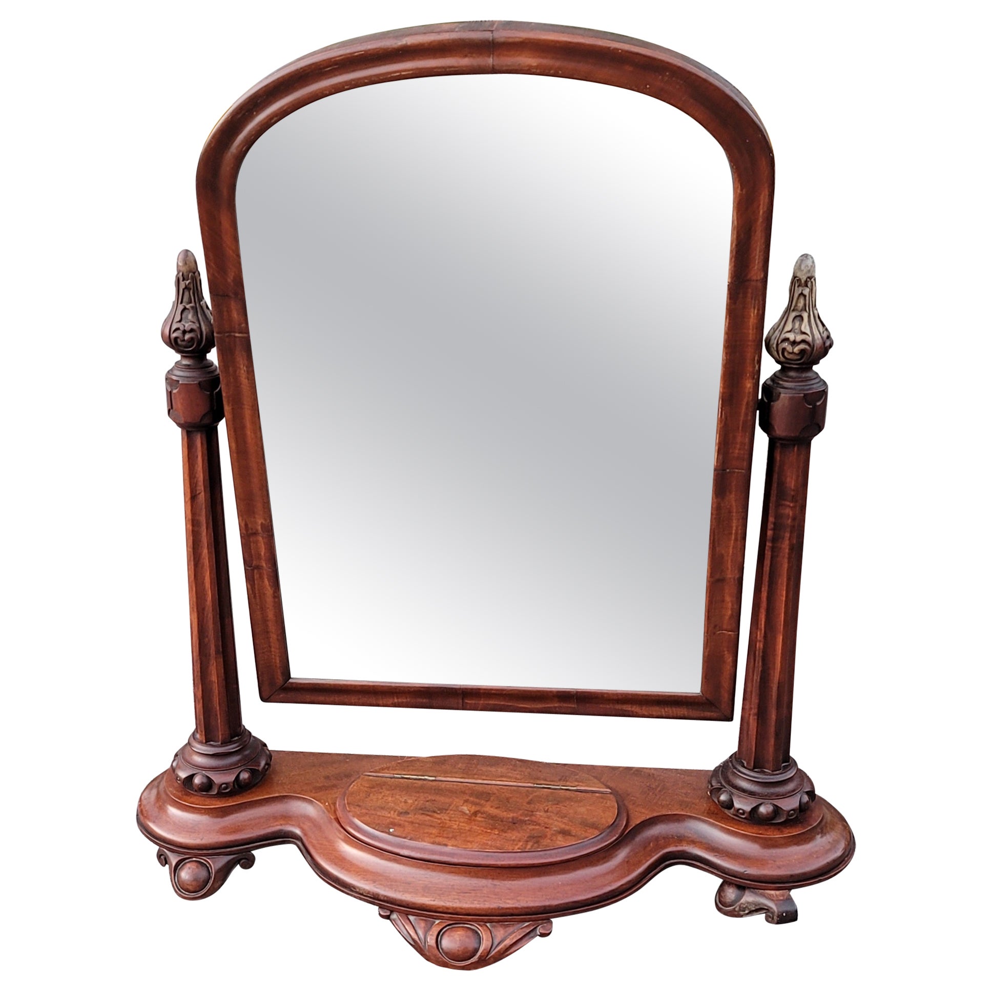 19th Century American Empire Mahogany Gentleman's Shaving or Dressing Mirror For Sale