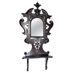 Antique Victorian Style Wood Hall Mirror and Coat, Hat, Scarf and Umbrella Rack