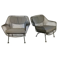 Pair of 1950's Sculptura Wrought Iron Lounge Chairs by Russell Woodard
