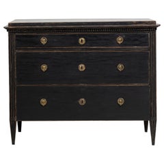 18th Century Swedish Black Gustavian Low Bureau