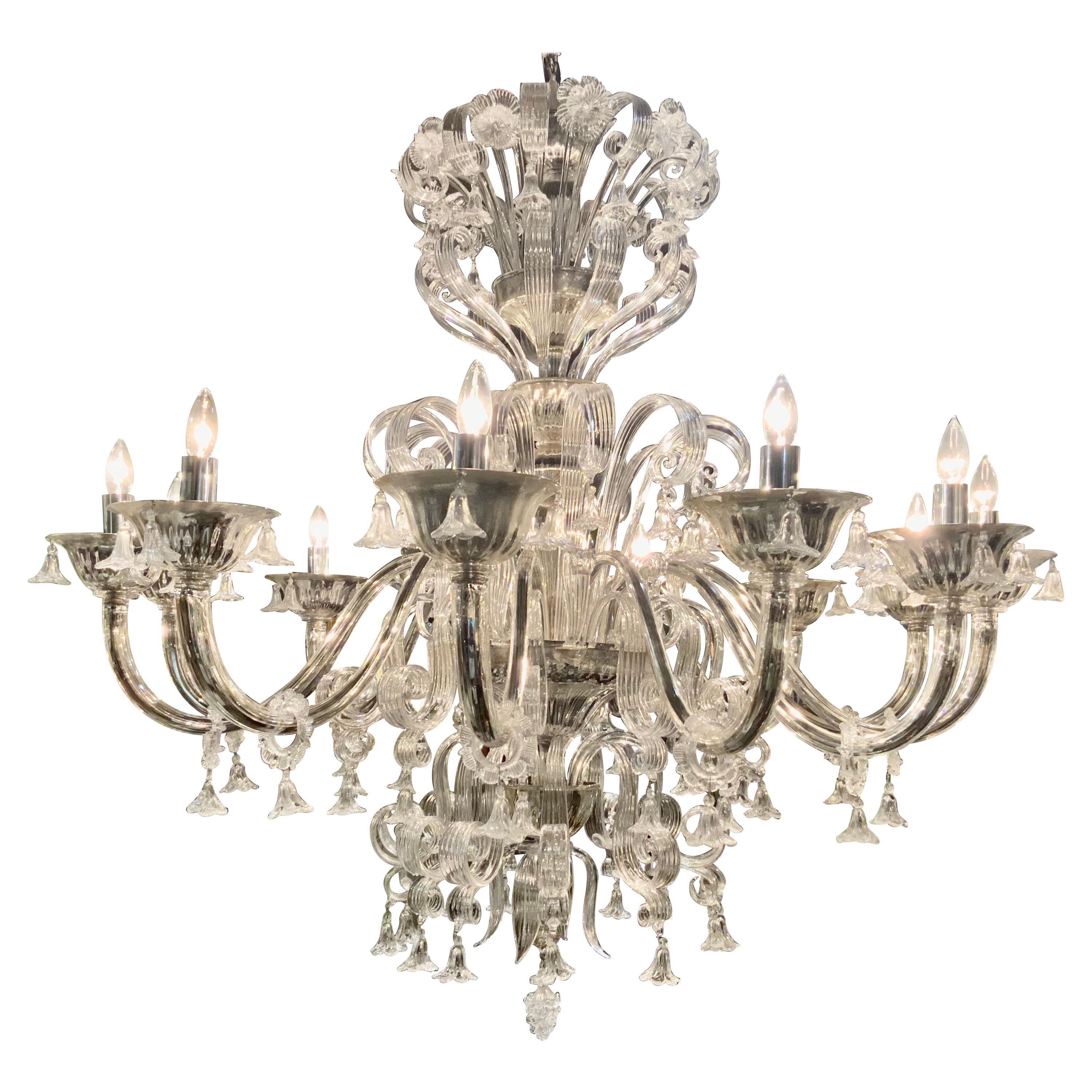 Large Murano Andromeda International Mirrored Glass “Le Roy” Chandelier For Sale