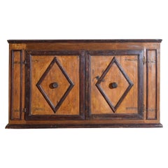 Italian, Tuscan Painted and Shaped Pinewood Credenza, 17th Century