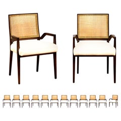 All Arms, Unrivaled Set of 14 Cane Dining Chairs by Michael Taylor, circa 1960