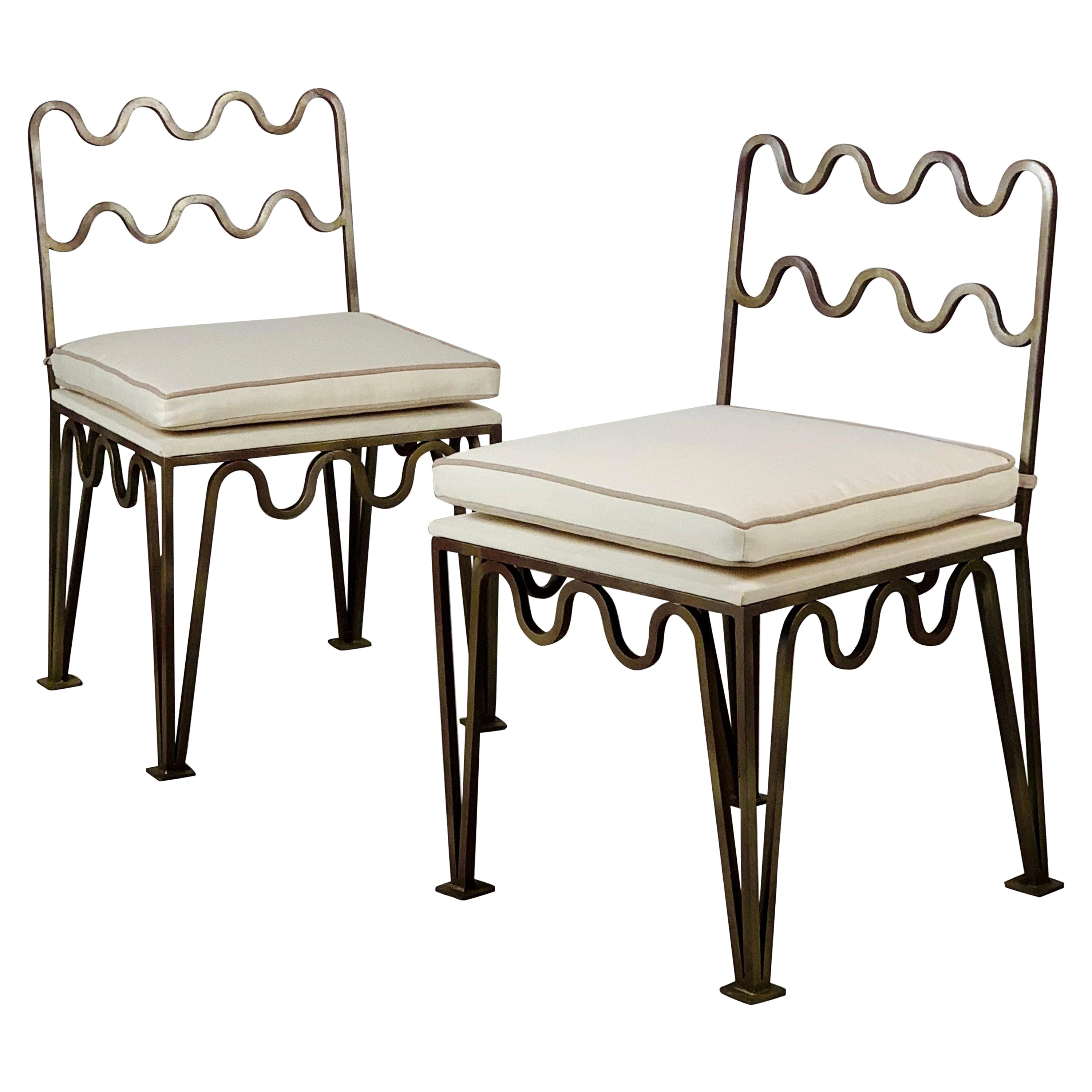 Pair of Chic 'Méandre' Side Chairs by Design Frères For Sale