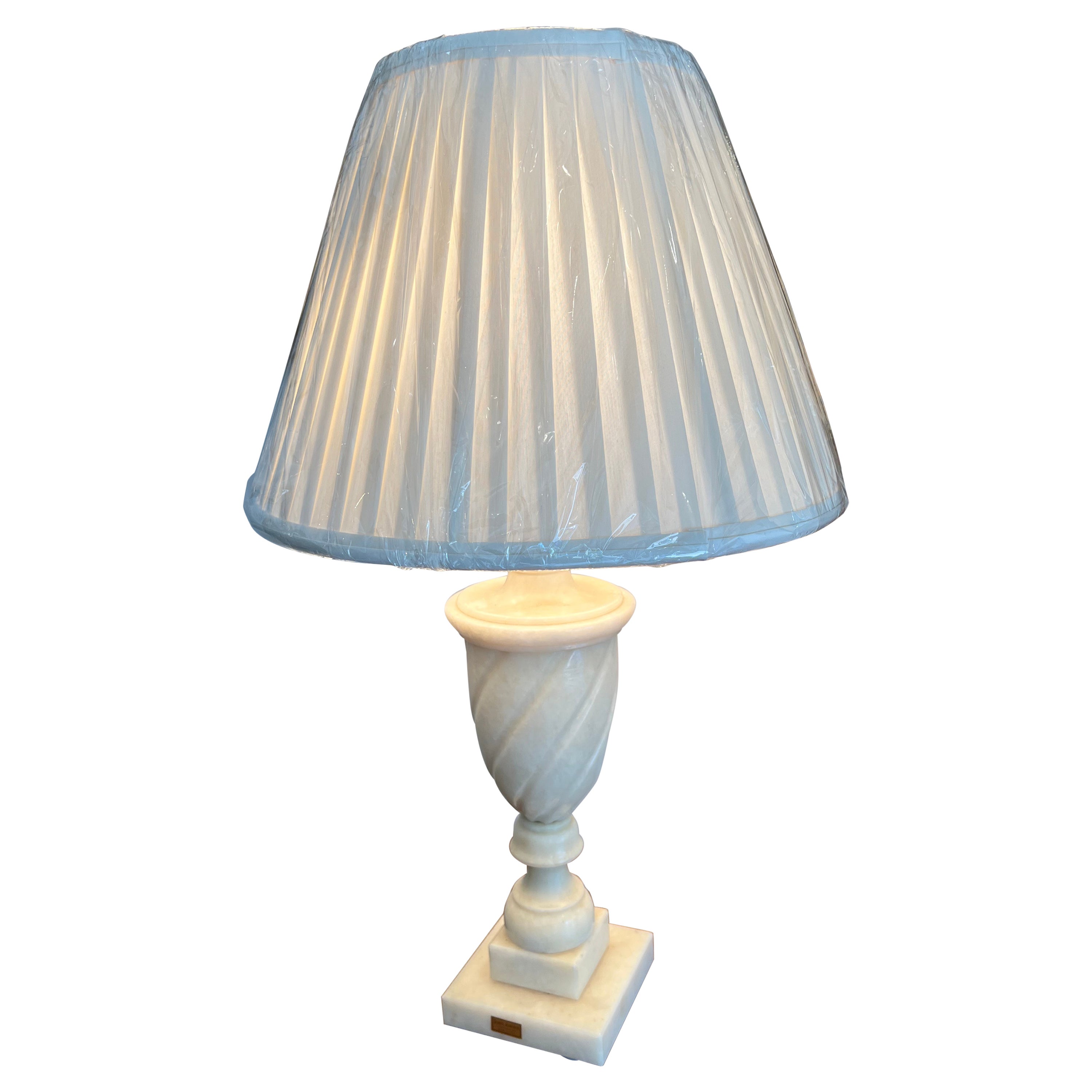 White Marble Urn Form Lamp    For Sale