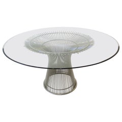 Warren Platner Nickel Steel Glass Dining Table for Knoll