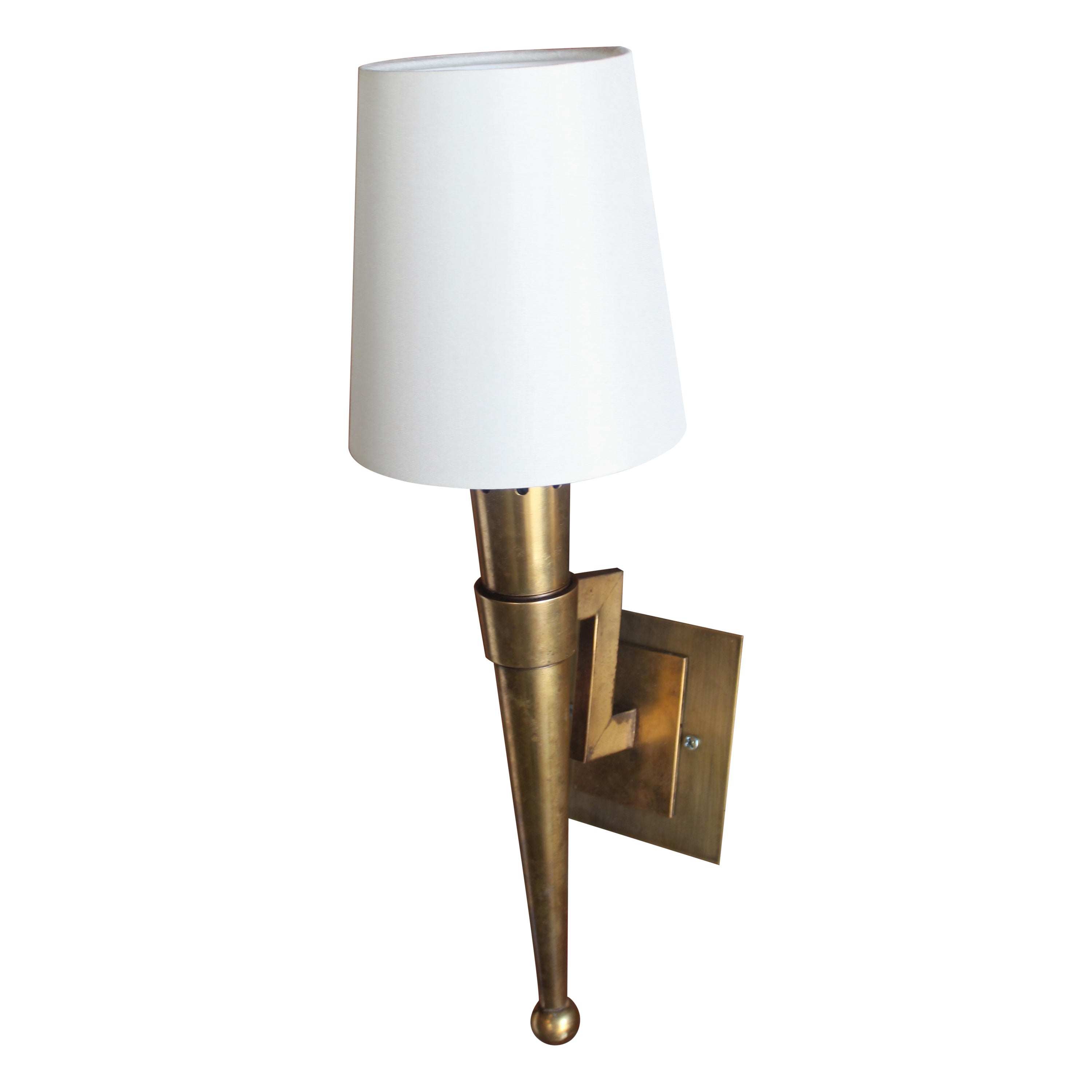 1950s French Brass Mid Century Wall Sconce by Jean Perzel For Sale