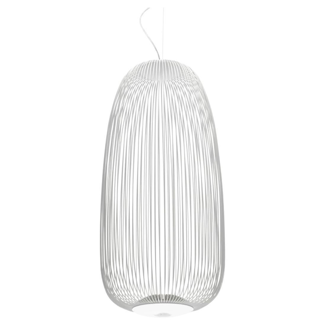 Garcia and Cumini 'Spokes 1' Metal Suspension Lamp in White for Foscarini (Suspension en métal 'Spokes 1' en blanc pour Foscarini) en vente