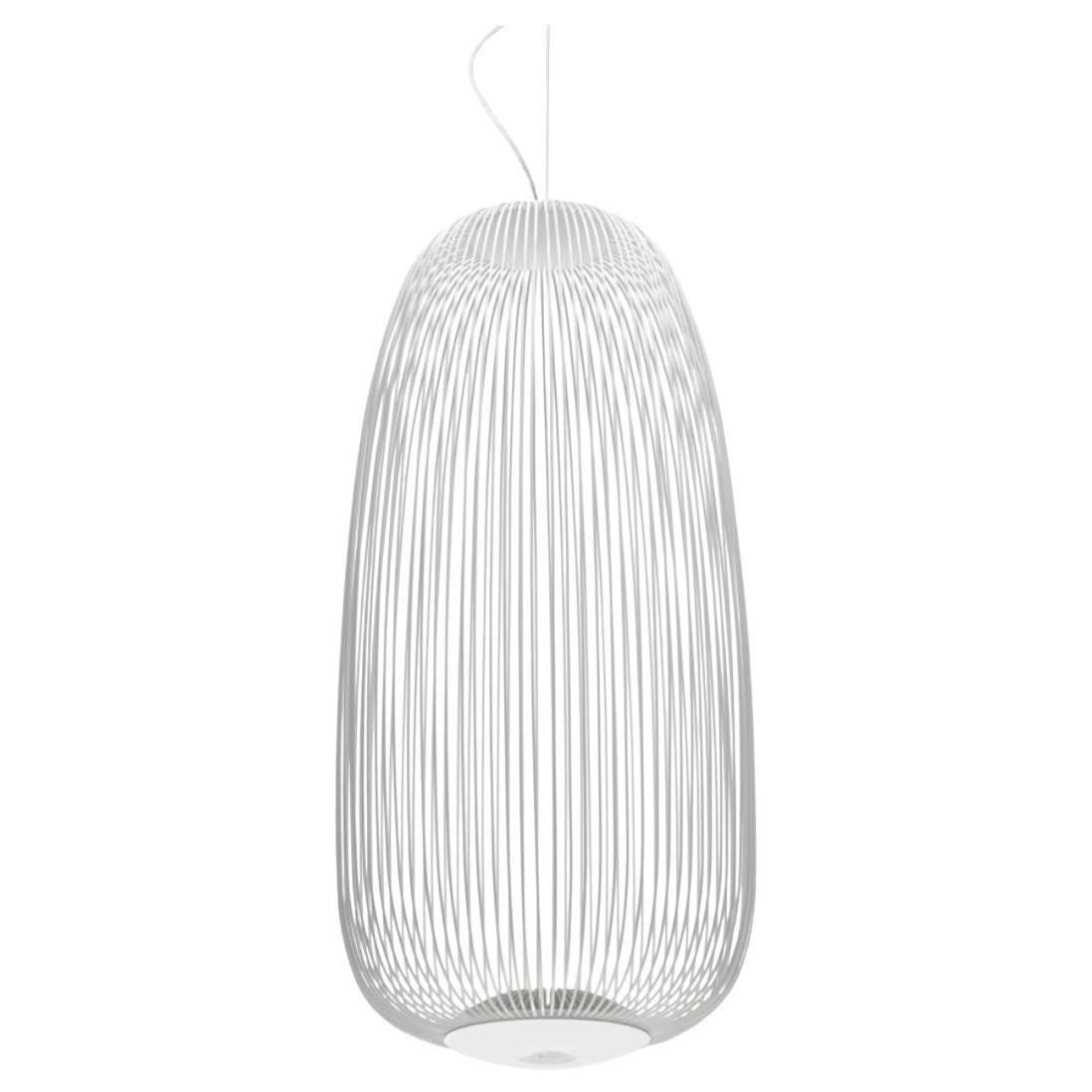 Garcia & Cumini 'Spokes 1’ Metal Suspension Lamp in White for Foscarini