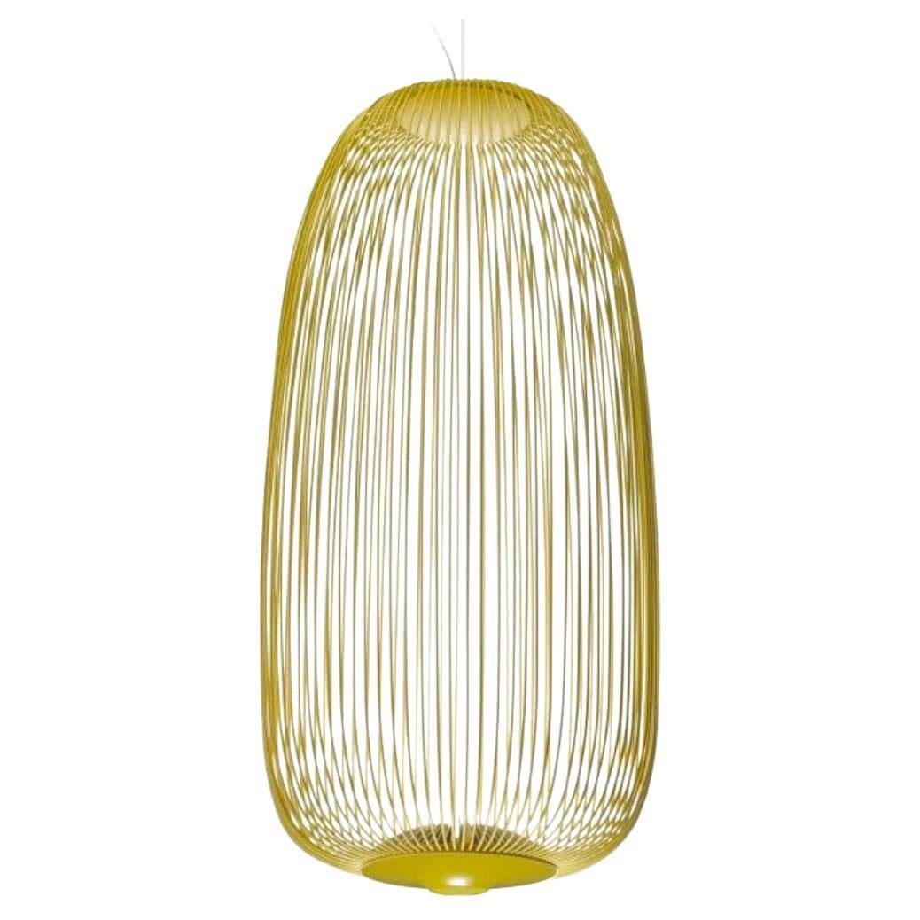Garcia & Cumini 'Spokes 1’ Metal Suspension Lamp in Gold for Foscarini For Sale