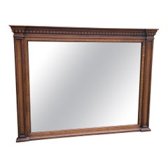 Henredon Fine Furniture Walnut and Mission Oak Carved Frame Mantel / Wall Mirror