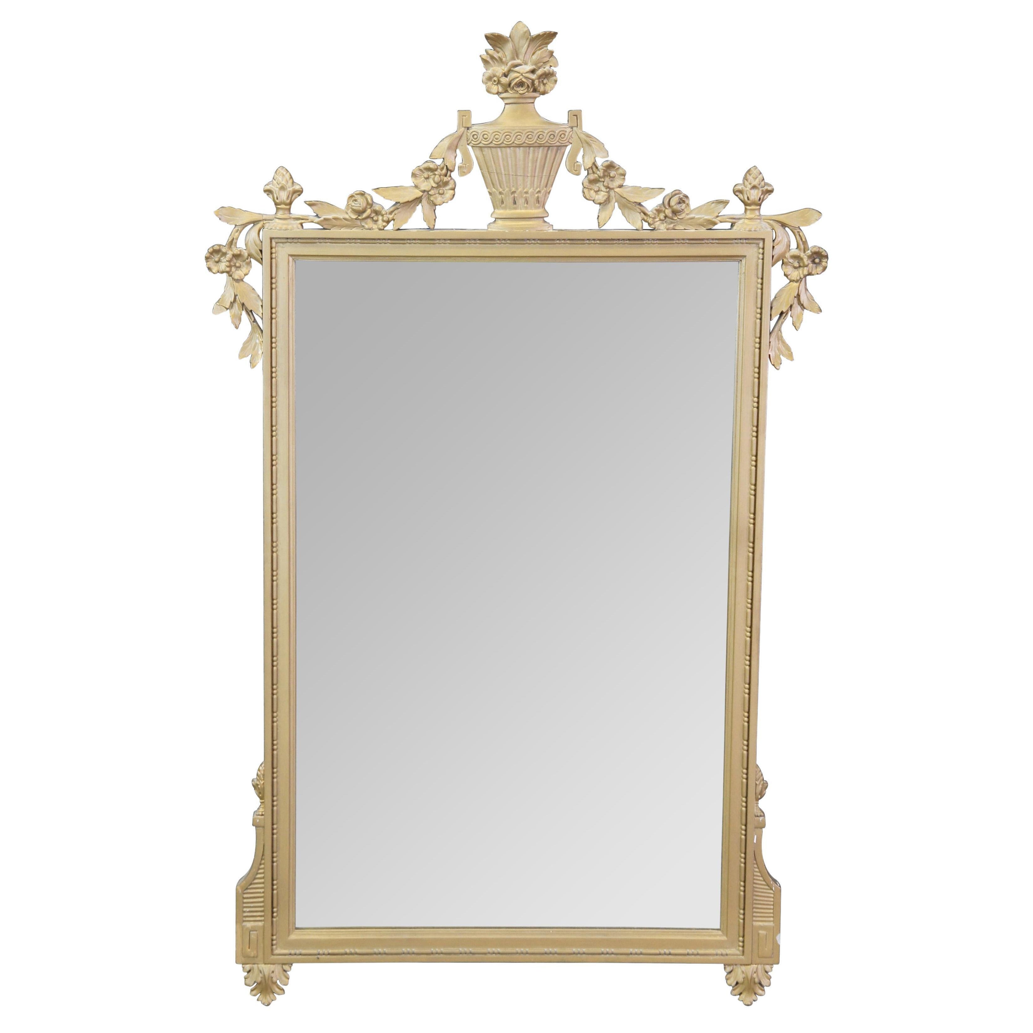 20th Century French Louis XV Style Gold Over Mantel Wall Hanging Mirror