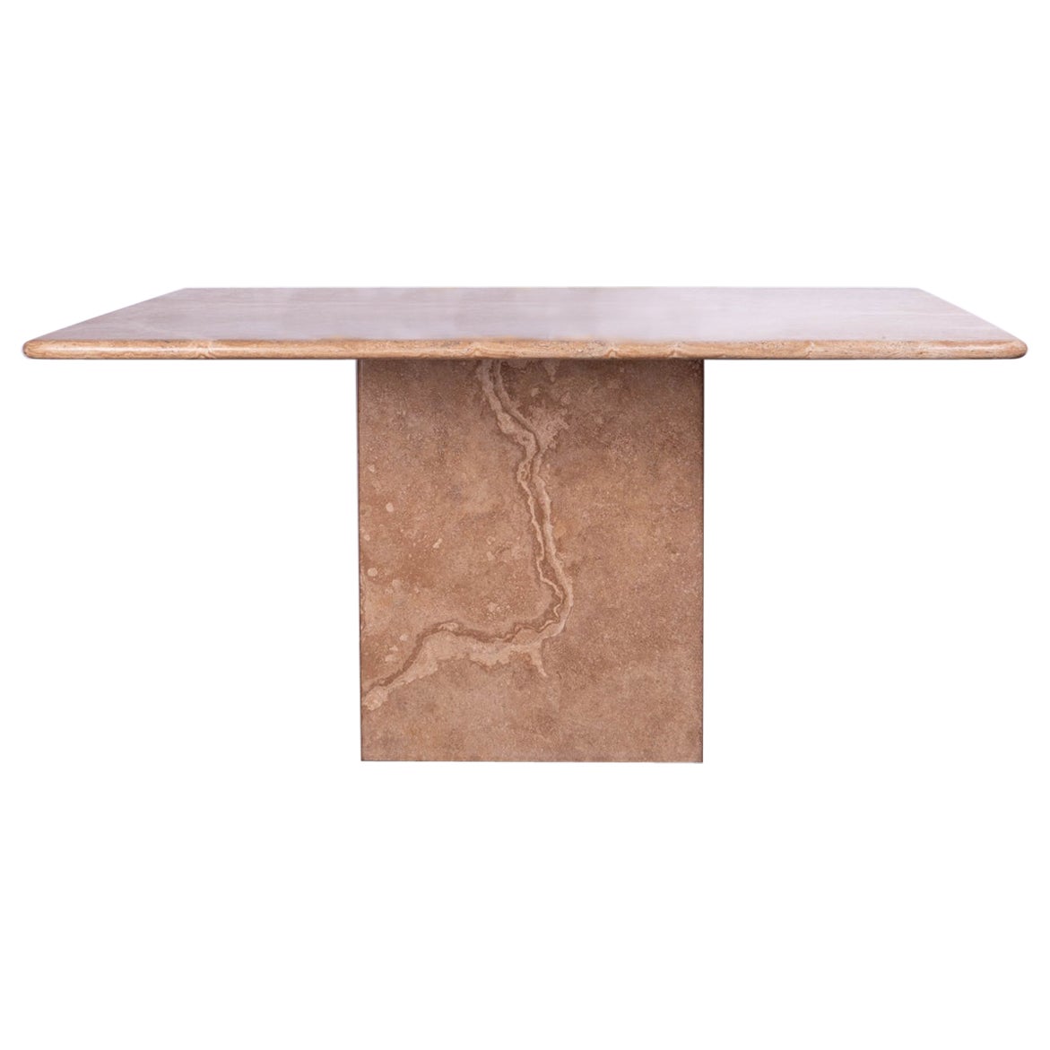 Large Square Marble Dining Table, Sand For Sale