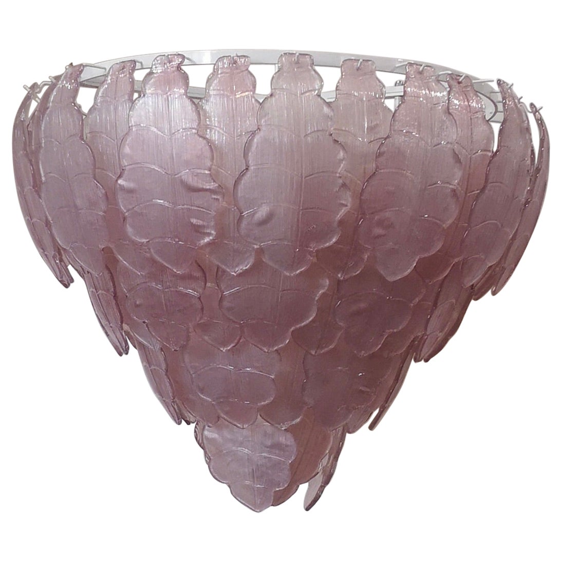 Murano Art Glass Round Pink Color Italian Chandelier and Pendant, 1990