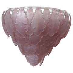 Lampadario e pendente italiano rotondo in vetro artistico di Murano, colore rosa, 1990