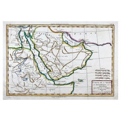 Bonne, Map of Middle East, Persia, Red Sea, Egypt, Nubia Hand Coloured