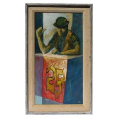 Barker by the Late Martin Zipin, Oil on Artists Board, Early 1960's