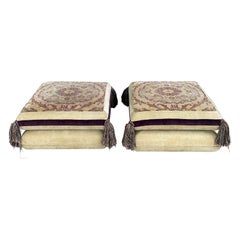 Rare Roche Bobois “Mah Jong” Style Floor Pillowtop Ottoman Stools, Set of 2