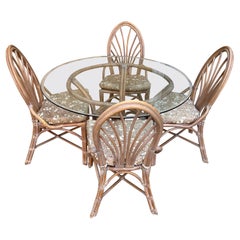 Used 5 Pieces Coastal Style Rattan Dining Set in the McGuire's Manner