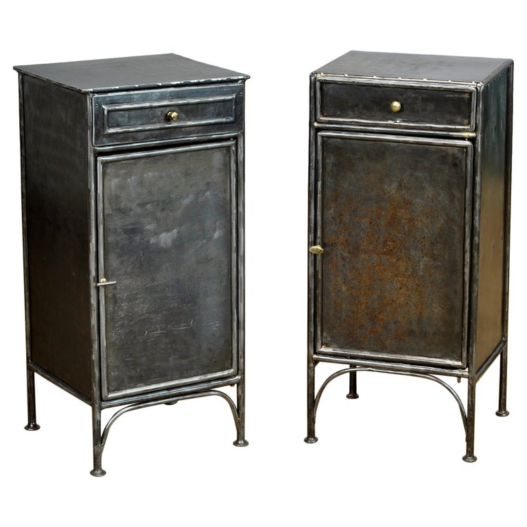Set Iron Nightstands, 1910's at 1stDibs