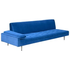 Mid Century Modern Velvet Daybed Sofa in the Style of T.H. Robsjohn-Gibbings