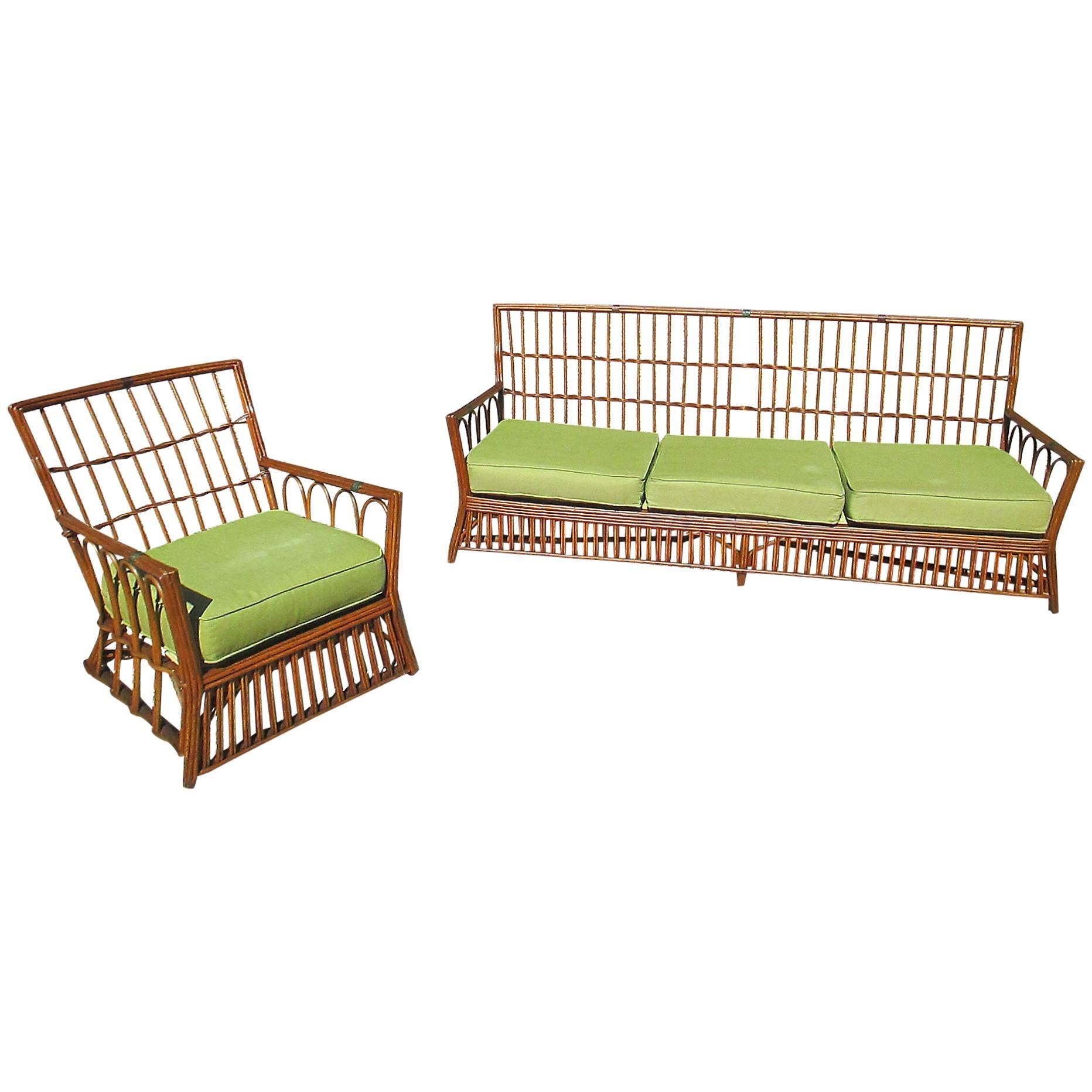 Two-Piece Stick Wicker Set For Sale
