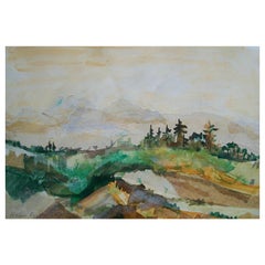 HELEN RYF, Vintage Mixed Media/Collage Landscape Painting, Canada, Circa 1990