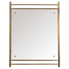 1960s Vintage Wall Mirror in Golden Brass Italian Design