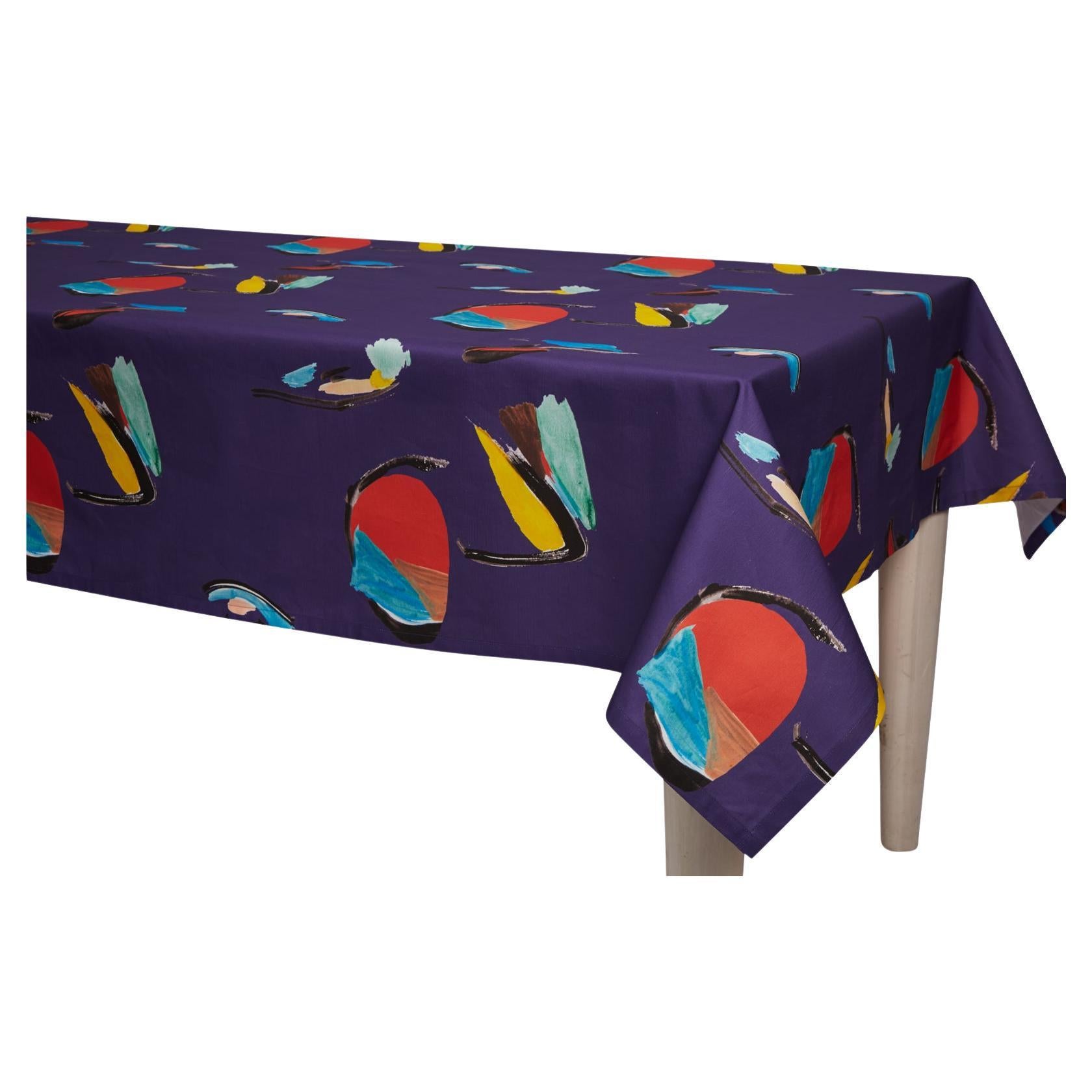 Purple Pod Cotton-Linen Tablecloth Medium For Sale