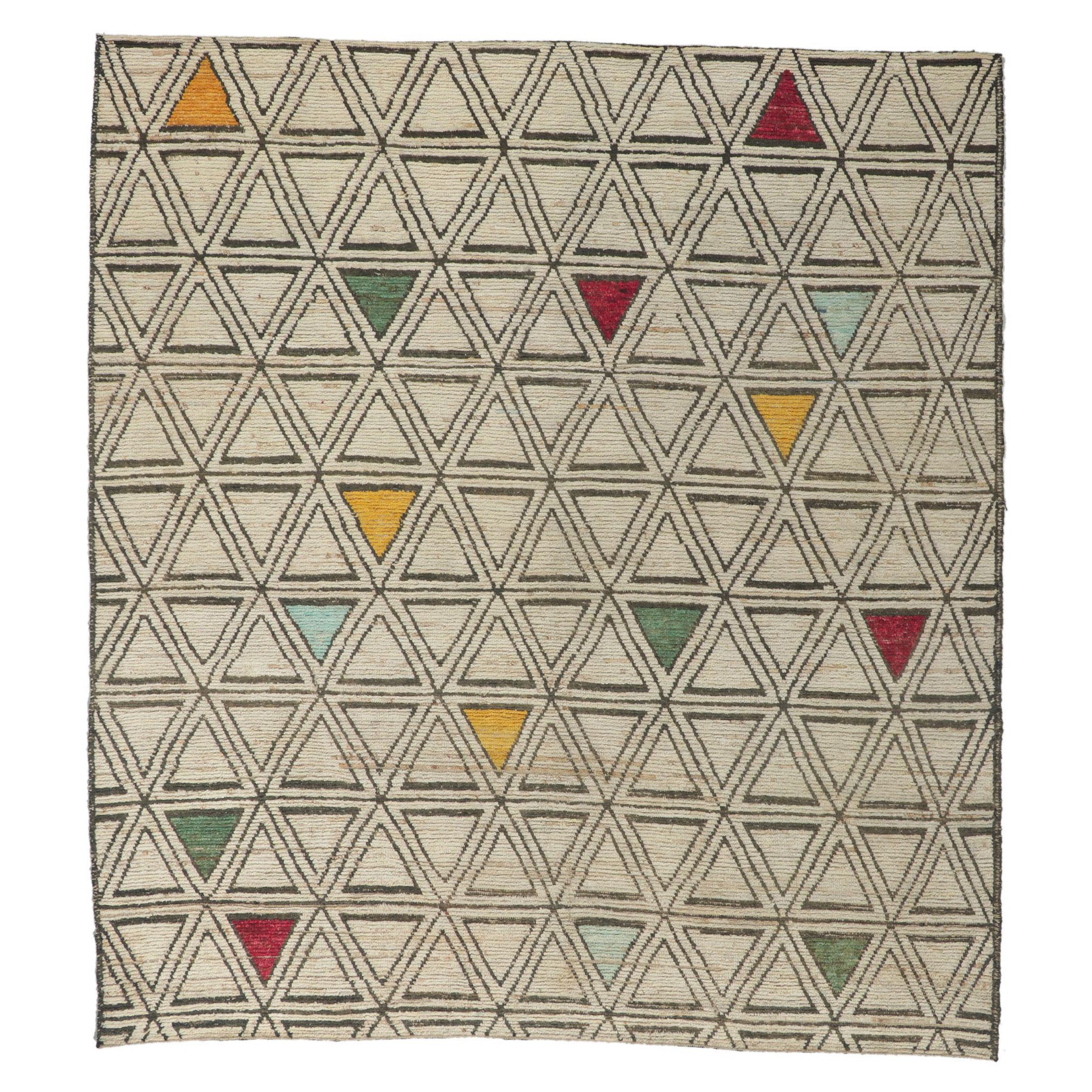 New Geometric Moroccan Rug, Triangular Tessellation For Sale